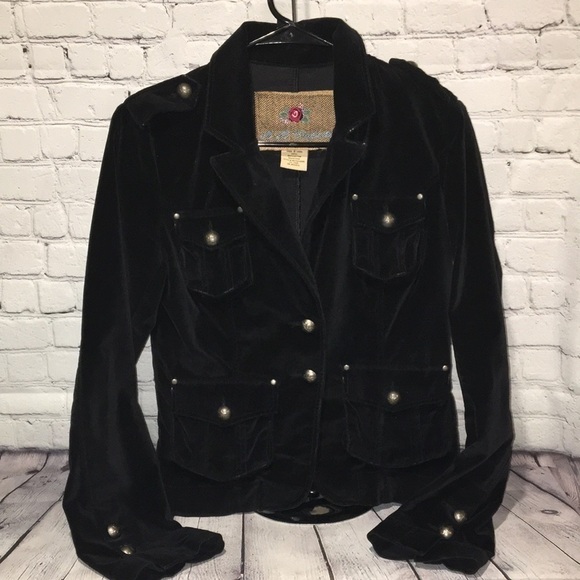 BB Dakota velvet black military jacket with fleur-de-lis‘s buttons - Picture 1 of 7